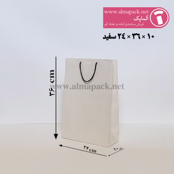 24-36-10-ساک-دستی-گلاسه-سفید ساک دستی گلاسه آماده سایز 10×24×36