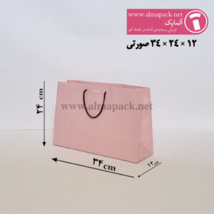 35-24-12-ساک-دستی-گلاسه-صورتی ساک دستی ایندربرد سایز 12×24×35 صورتی